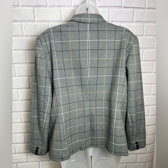 Ann Taylor Blazer Womens GrayWindowpane Plaid Single Breasted Classic/size 16 - Picture 8 of 12